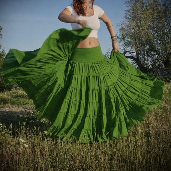 Cotton Maxi Skirt: Bohemian Flamenco Belly Dance Skirt