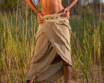 Raw Cotton Wrap Skirt – Bohemian Festival Clothing