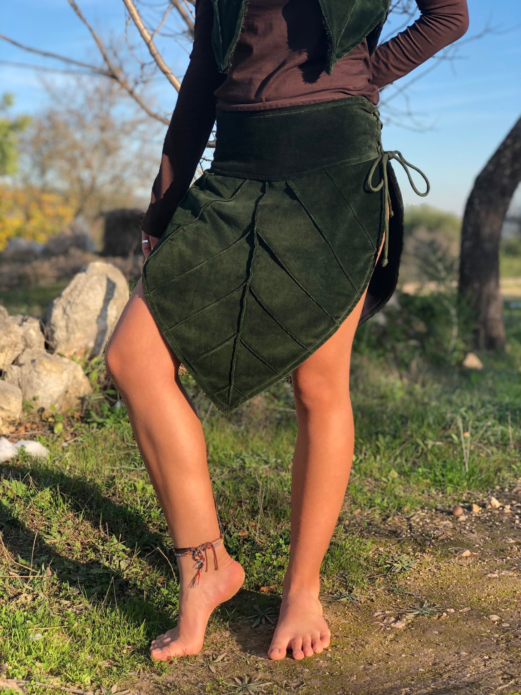 【elfelfelf archives】24fw FAIRY STUD SKIRT Fairy Pixie Leaf Skirt, Forest Skirt, Faerie Skirt, Elf