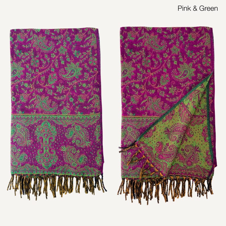 Paisley Blanket Shawl – Vegan Wool Boho Scarf, Cozy Festival Wrap, Warm Winter Shawl image 15