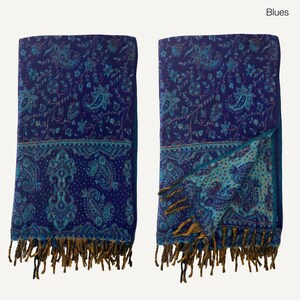 Paisley Blanket Shawl – Vegan Wool Boho Scarf, Cozy Festival Wrap, Warm Winter Shawl image 16
