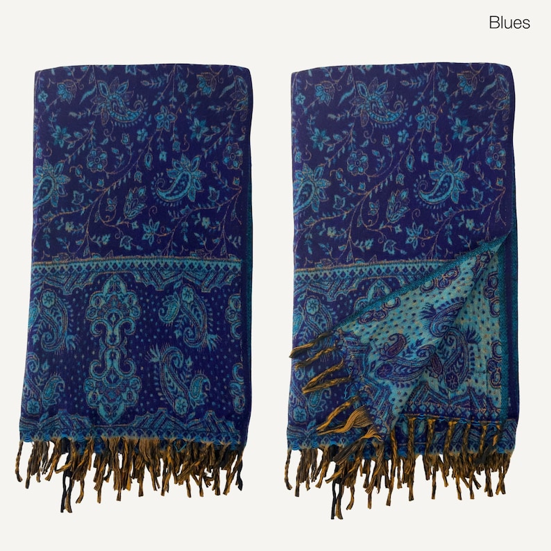 Paisley Blanket Shawl – Vegan Wool Boho Scarf, Cozy Festival Wrap, Warm Winter Shawl image 16