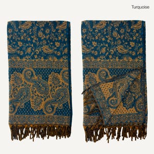 Paisley Blanket Shawl – Vegan Wool Boho Scarf, Cozy Festival Wrap, Warm Winter Shawl image 19