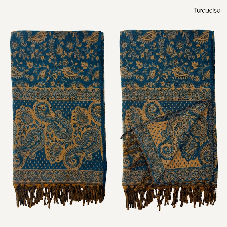 Paisley Blanket Shawl – Vegan Wool Boho Scarf, Cozy Festival Wrap, Warm Winter Shawl image 19