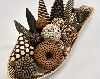 Hand Carved Ceramic Vessel with Rattles – Unique Percussive Tones