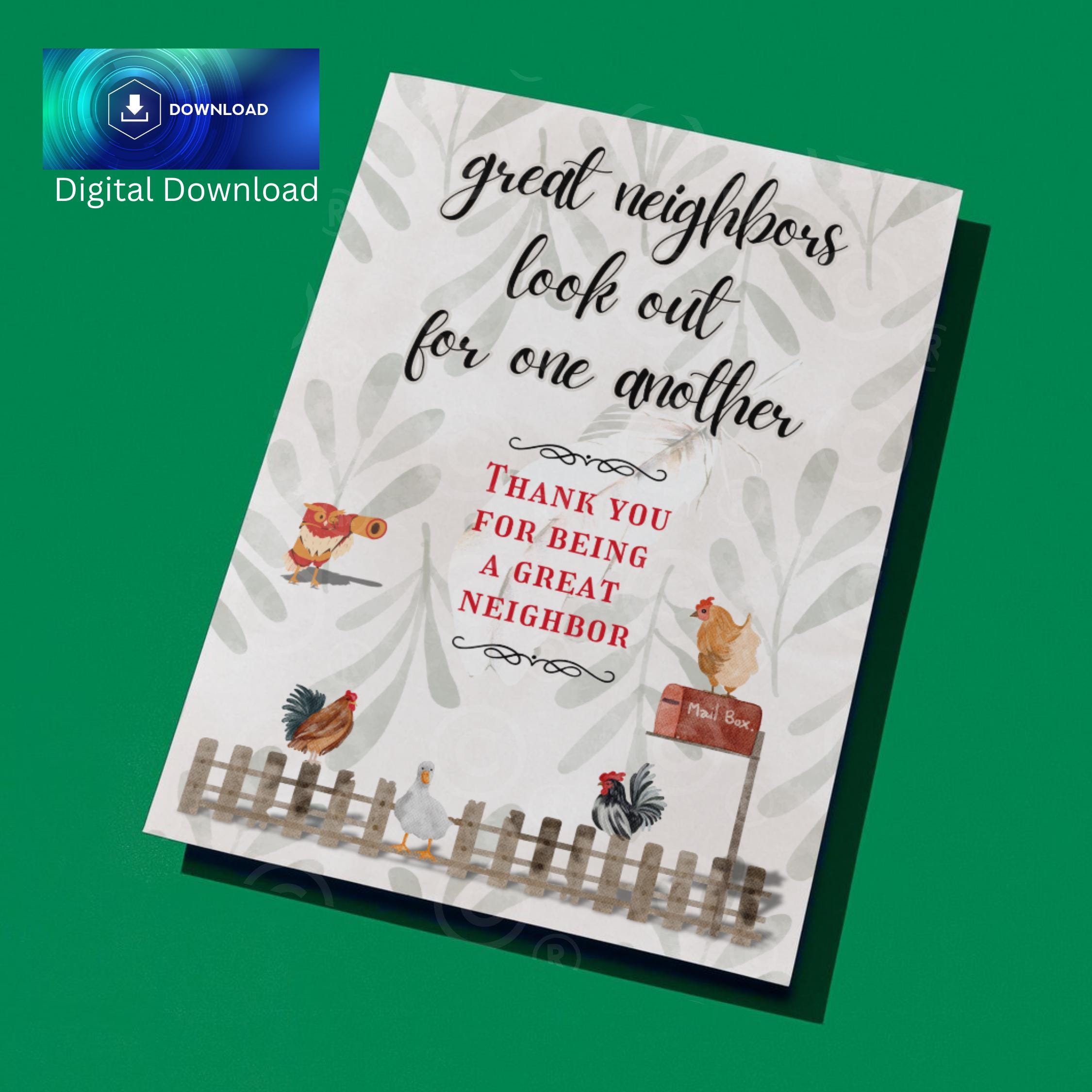 Neighbor Appreciation Card | Printable Digital Download - Etsy