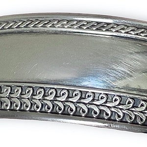 Cuff Bracelet with Braided-Look Edges Made of Sterling Silver Vintage Estate Stamped 925