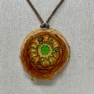 Pinecone Pendant Necklace with Emerald Green Epoxy Inlay, Natural Jewelry, Statement Jewelry, Third Eye, Sacred Geometry, Boho Hippie