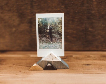 Mountain Wooden Photo Holders - Gifts for Wanderlust + Adventure with gold glitter