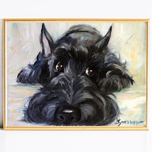 PRINT Scottish Terrier Scottie Dog &quot;Mischief&quot; brindle black scotty puppy/ Mary Sparrow nursery wall decor kid&#39;s room dog painting pet art