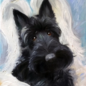Toile d'art murale impression chien scottish terrier écossais « ange écossais » ailes d'ange chiot scotty noir / cadeau d'art de perte d'animal de compagnie Mary Sparrow