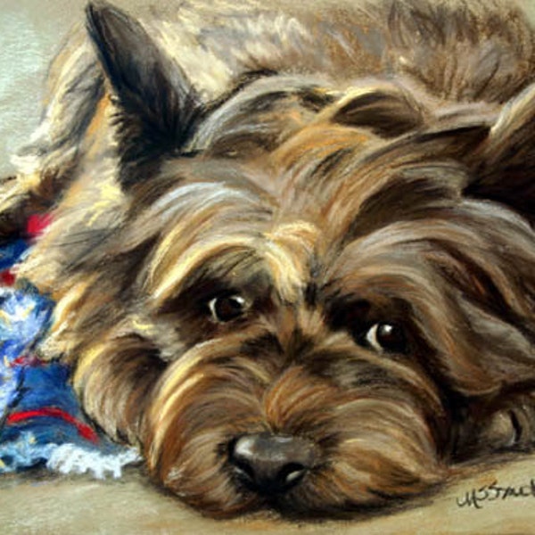 PRINT or the original "Waiting on the Wizard" Cairn Terrier Dog Puppy Art Totol Painting / Mary Sparrow pet portrait Oz art home decor gift