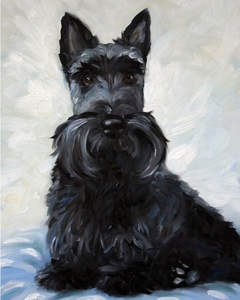 PRINT Black Scottish Terrier Scottie Dog Art Print Oil Etsy