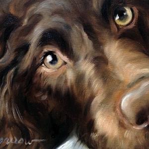 NEEDLEPOINT CANVAS PRINT Boykin Spaniel Dog Art by Mary Sparrow 9x12 Colorful Fun Whimsical Choose your Canvas