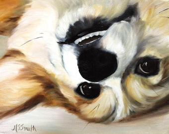 Pembroke Welsh Corgi Dog Puppy Art Print of  Oil Painting Home Decor wall art Gift for corgi owner  Mary Sparrow pet portrait artwork