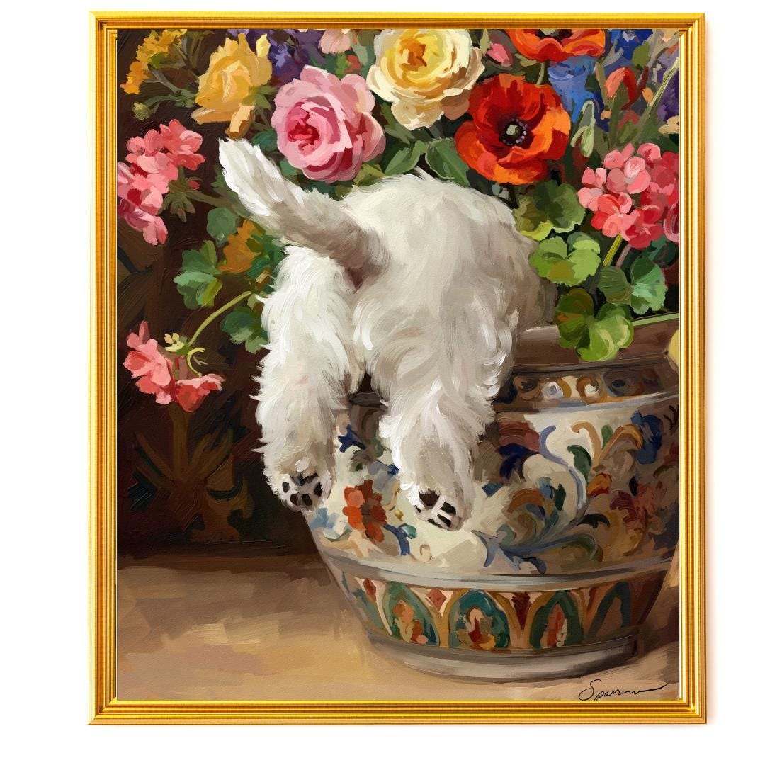 Westie Dog Art Print | West Highland Terrier Gift | Funny Dog Wall Art ...