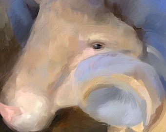 Tarheel Glow Print of painting of Tarheel UNC Mascot Gift for the College studentAlumni Chapel Hill NC Mary SparrowAbstract art Ram