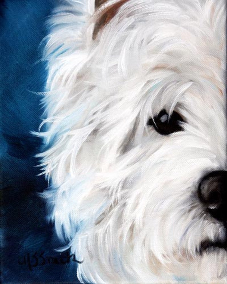 PRINT Westie West Highland Terrier Dog Puppy Art Oil Painting Etsy