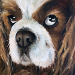 PRINT of Blenheim Cavalier King Charles Spaniel Dog Puppy Art Print Oil Painting Gift / Mary Sparrow of Hanging the Moon Studio