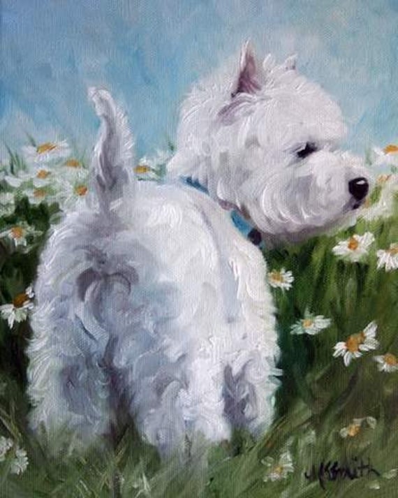 Mono Deluxe NEEDLEPOINT Canvas Westie West Highland Terrier Dog