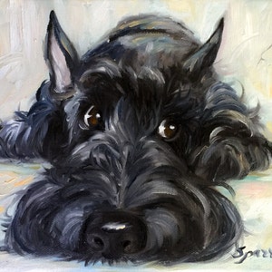 PRINT Scottish Terrier Scottie Dog "Mischief" brindle black scotty puppy/ Mary Sparrow nursery wall decor kid's room dog painting pet art