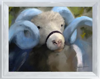 Carolina Blue Print of painting Tarheel UNC Mascot Gift for the College student Graduate Alumni Chapel Hill NC Mary SparrowAbstract art Ram