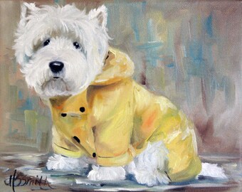 PRINT White Westie West Highland Terrier Dog Art Print Oil | Etsy