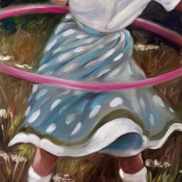 PRINT of original oil painting Retro Vintage paintings series "Hula Hoop" nostalgic art Mary Sparrow