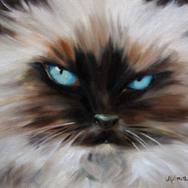 PRINT Himalayan Cat Eyes Kitten Art Oil Painting Home Decor / Mary Sparrow