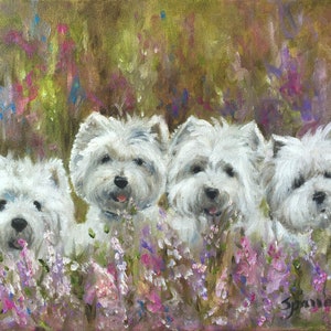 Dog Art West Highland Terrier Print of Original oil painting by Mary Sparrow gift for Westie lover! Wall Art for Child&#39;s Room or Nursery