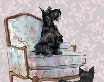 Printable Digital Download  Scottish Terrier Scottie dogs art Pet Portrait Wall art DIY framable by Mary Sparrow Art  Nursery Child's room