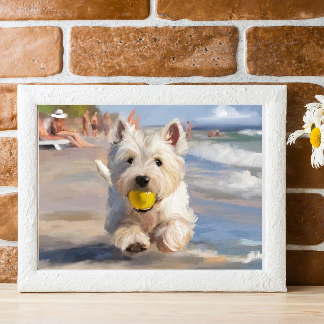Westie Gift Wall Decor Art Print, West Highland Terrier Dog Portrait ...