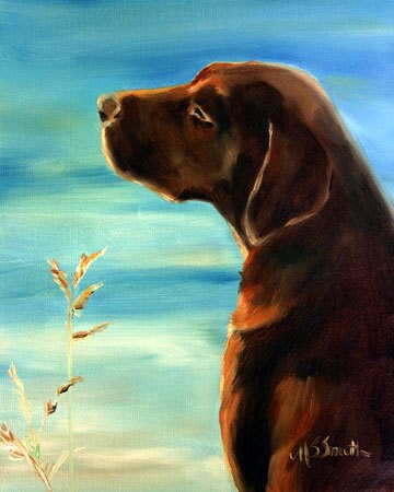 PRINT Chocolate Labrador Retriever Lab Dog Puppy Art Oil Painting
