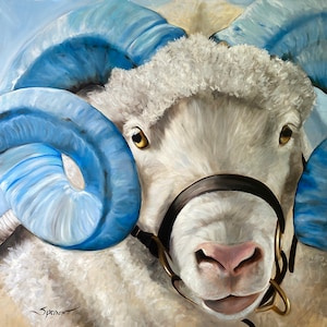 Limited PRINT of Original Painting of Rameses Ram for the Carolina Tarheel lovers! UNC alumni gift idea by Mary Sparrow