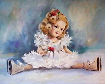 PRINT of original oil painting Retro Vintage Doll Collection painting series "Little Sonja" nostalgic  Mary Sparrow