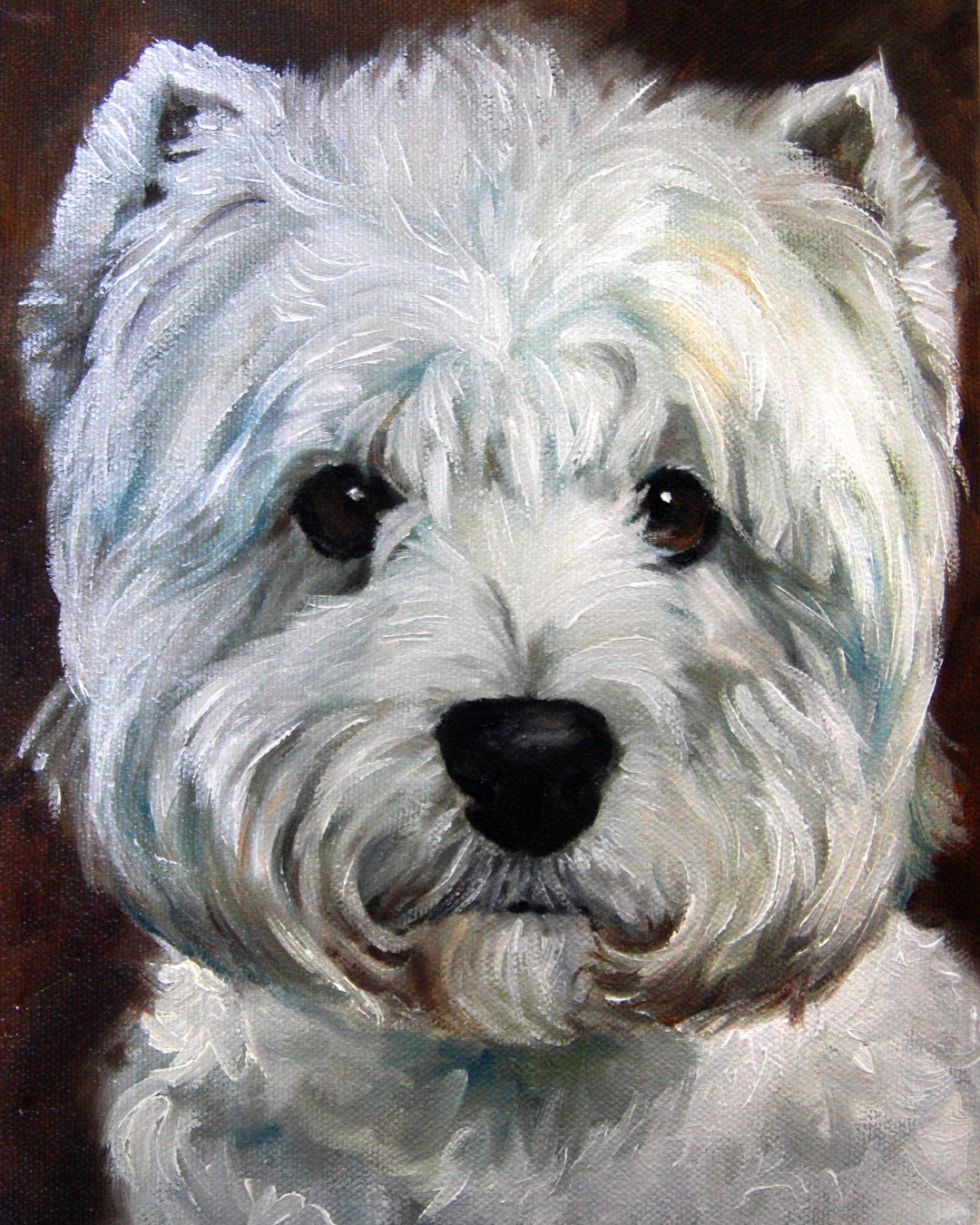 PRINT White Westie West Highland Terrier Dog Puppy Art Print Oil ...