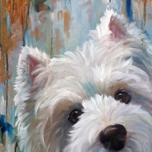 Westie art print West Highland White Terrier Dog Art by Mary Sparrow Custom Pet portraits wall decor gift nursery or kids room wall decor