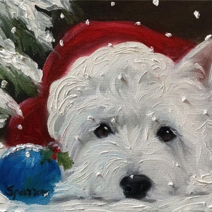 PRINT Westie West Highland Terrier Dog Art by Mary Sparrow  "Baby It's Cold Outside" Christmas