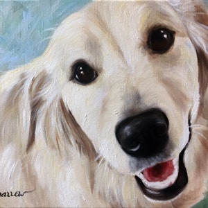 PRINT Cream Golden retriever, dog portrait art GLEE / Mary Sparrow of Hanging the Moon