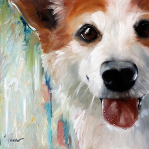 PRINT Pembroke Welsh Corgi Dog Art Oil Painting Mary Sparrow pet portrait Dog art print, gift idea for dog mom art for kid&#39;s room or nursery