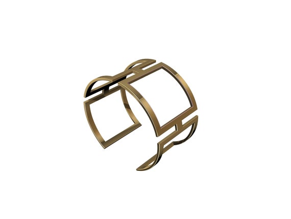 5 Karat Yellow Gold Rectangle Cuff Bracelet - image 1