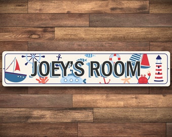 Kids Room Sign, Nautical Kid Room Sign, Personalized Sailboat Sign, Child Name Sign, Kid Name Bedroom Sign, Submarine Sign, Quality Aluminum