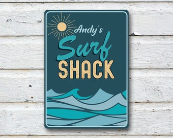 Custom Surf Shack Sign, Beach House Decor, Aluminum