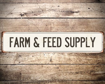 Farm & Feed Supply Sign, Farmer Market Sign, Family Farm Decor, Farmhouse Sign, Barn Sign, Kitchen Decor, Rustic Farm Sign, Premium Aluminum