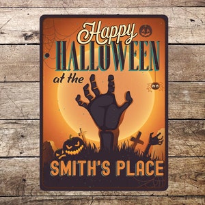 Happy Halloween Sign, Personalized Family Name Halloween Sign, Halloween Decor, Haunted House Scary Sign, Halloween Decoration, Quality Sign