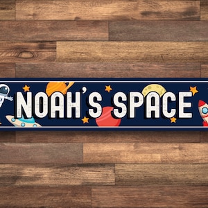 Kid Space Sign, Space Kid Room Sign, Astronaut Sign, Personalized Child Room Sign, Custom Kid Name Rocket Ship Sign - Quality Aluminum Sign