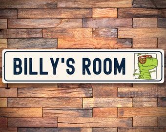 Personalized Dinosaur Kid Room Sign, Quality Aluminum