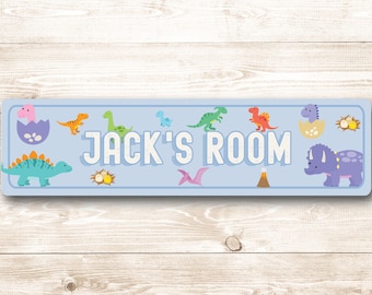Kid Dinosaur Sign, Dino Sign, Cute Dinosaur Decor, Personalized Child Room Sign, Quality Aluminum Sign,  Custom Kid Name