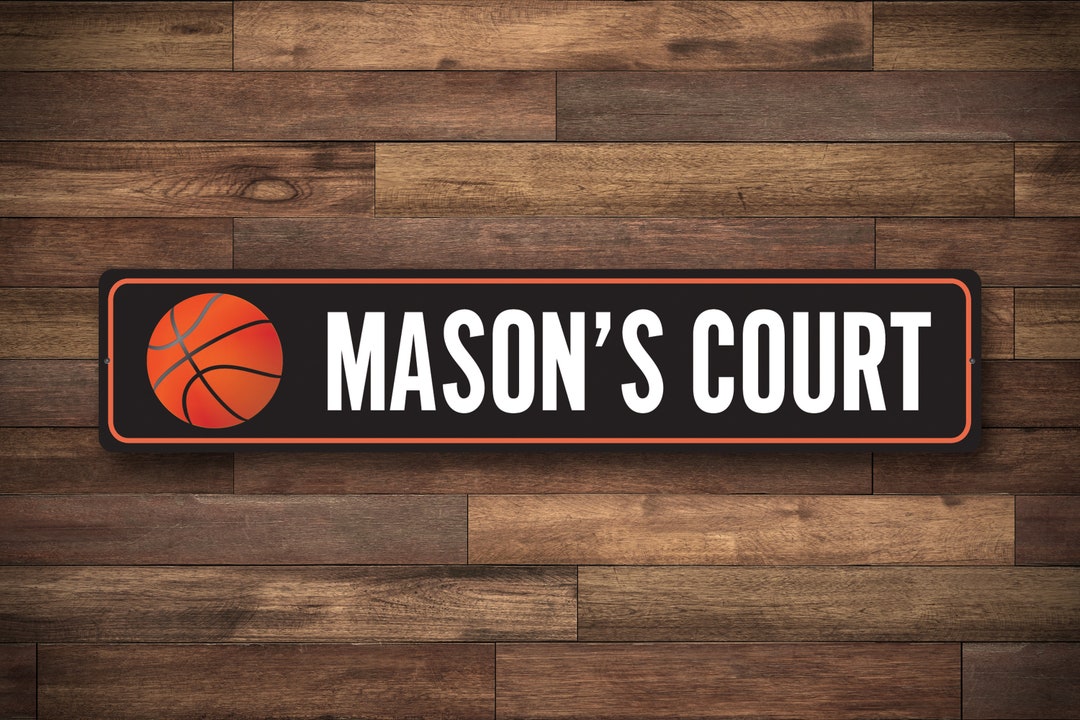 Basketball Court Sign, Personalized Basketball Player Metal Decor, Kids