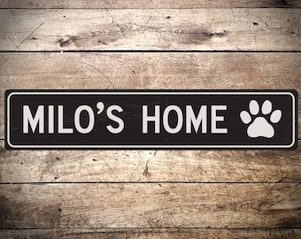 Personalized Pet Home Metal Sign, Paw Print Decor